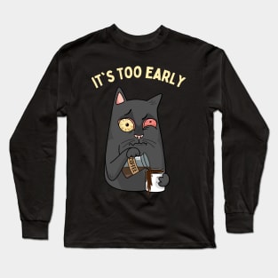 In need of coffee lover coffee addict Funny tired exhausted kitty Long Sleeve T-Shirt